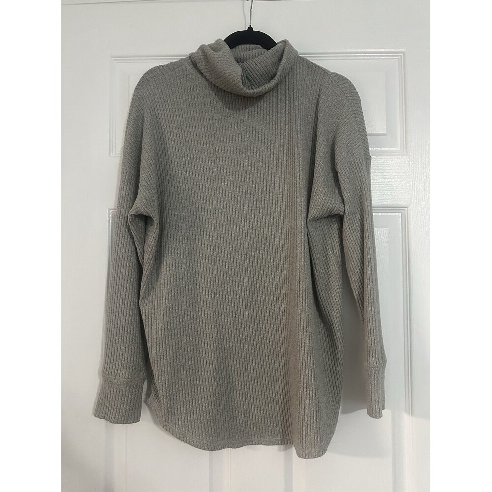 American Eagle Women's Size M Ribbed Knit Turtleneck Two Tone Gray Sweater NWT